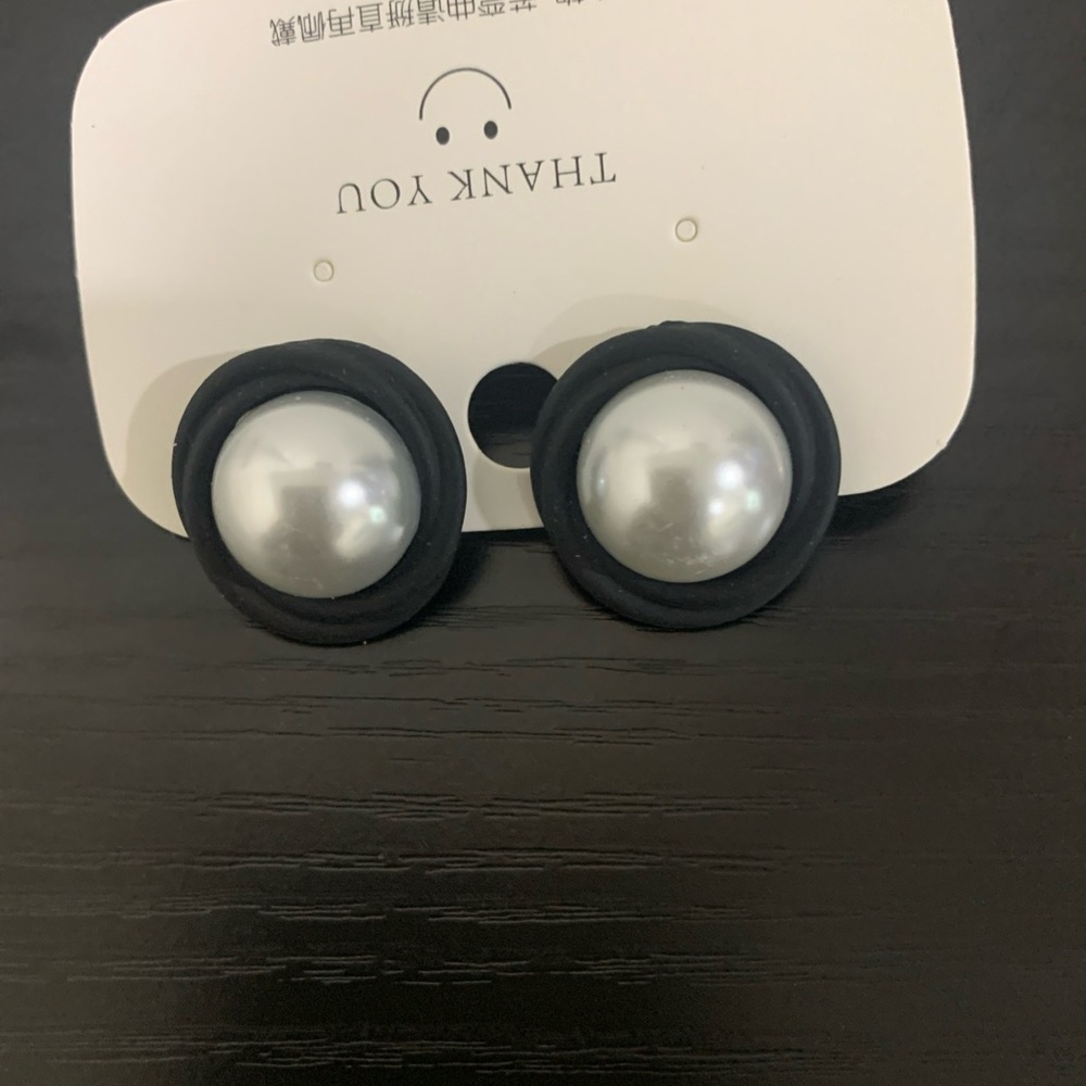 Elegant Black and Silver Button Earrings